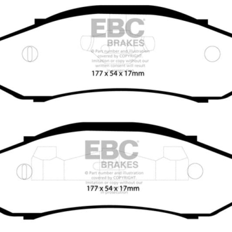 EBC 97-99 Jeep Cherokee 2.5 82mm High Rotors Extra Duty Front Brake Pads