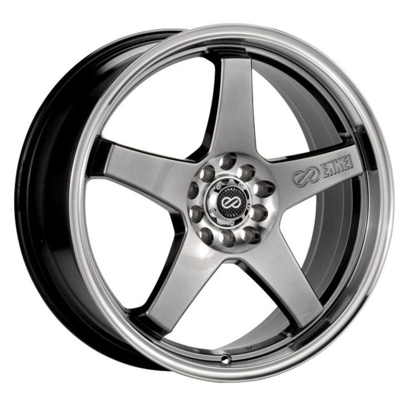 Enkei EV5 17x7 4x100/108 45mm Offset 72.6 Bolt Diameter Hyper Black w/ Machined Lip Wheel