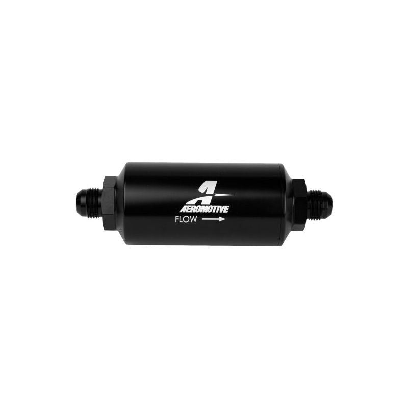 Aeromotive In-Line Filter - AN-08 size Male - 10 Micron Microglass Element - Bright-Dip Black