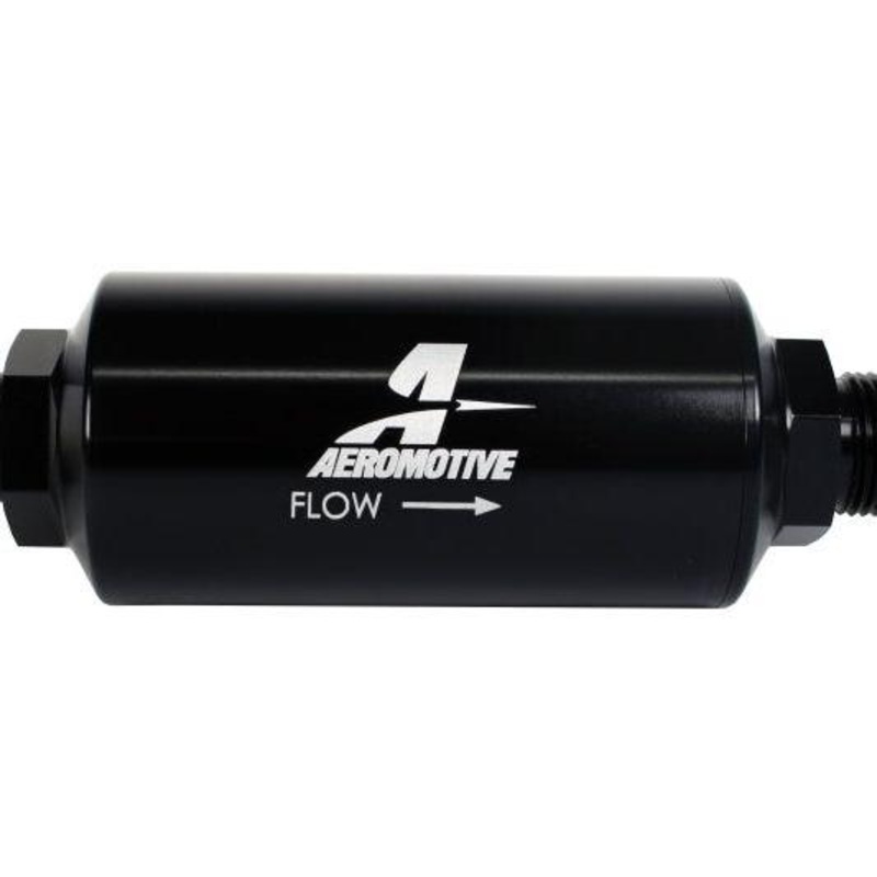 Aeromotive In-Line Filter - AN -10 size Male - 10 Micron Microglass Element - Bright-Dip Black