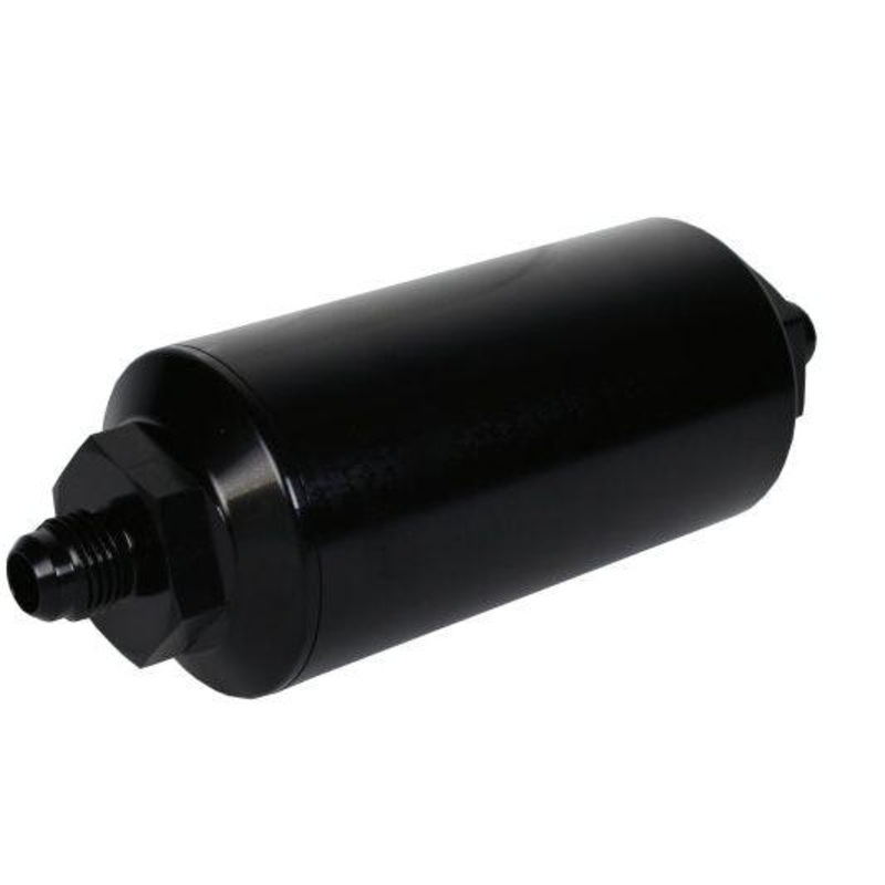 Aeromotive In-Line Filter - (AN-6 Male) 10 Micron Fabric Element Bright Dip Black Finish
