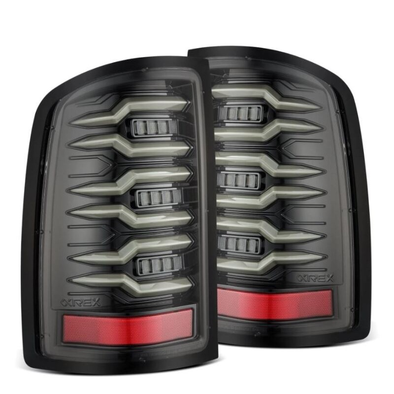 AlphaRex 07-13 GMC Sierra 1500/2500HD/3500HD Luxx Series LED Tail Lights - Alpha Black