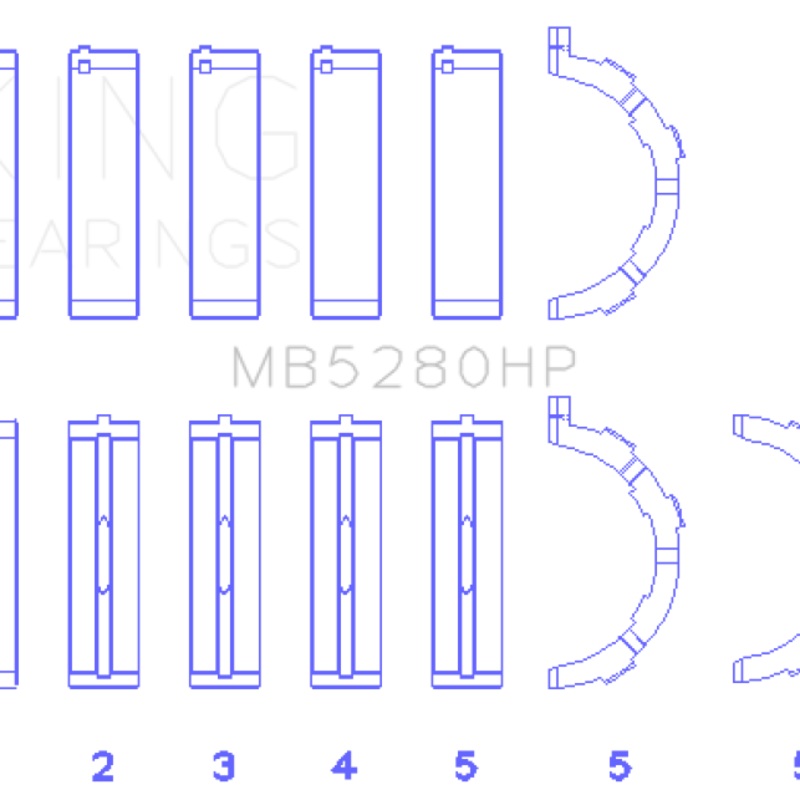 King Ford Prod. V8 4.6L/5.4L Will Not Fit 13-14 GT500 Performance Main Bearing Set - Size STD