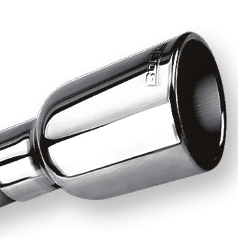 Borla 2.25in Inlet 3.19in Round Rolled Angle Cut Outlet x 5in Long Embossed Tip