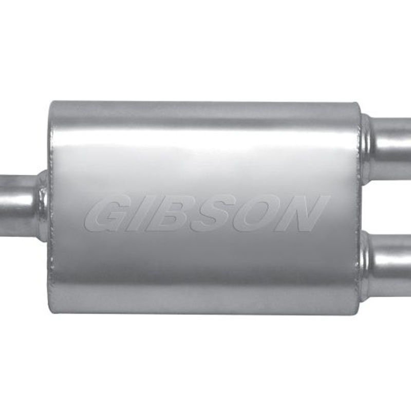 Gibson MWA Superflow Center/Dual Oval Muffler - 4x9x14in/3in Inlet/2.5in Outlet - Stainless