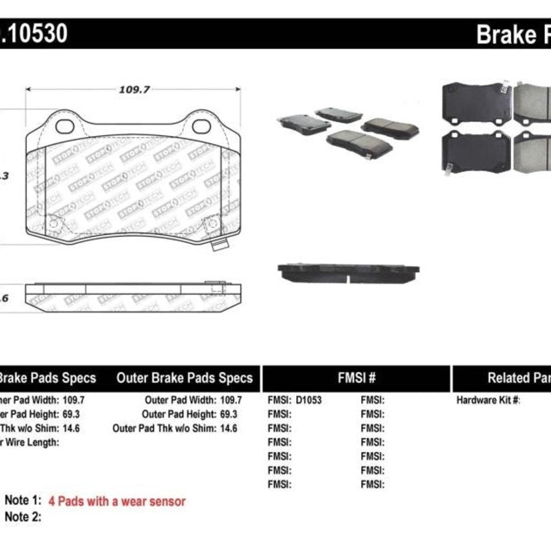 StopTech Performance 10+ Camaro Rear Brake Pads