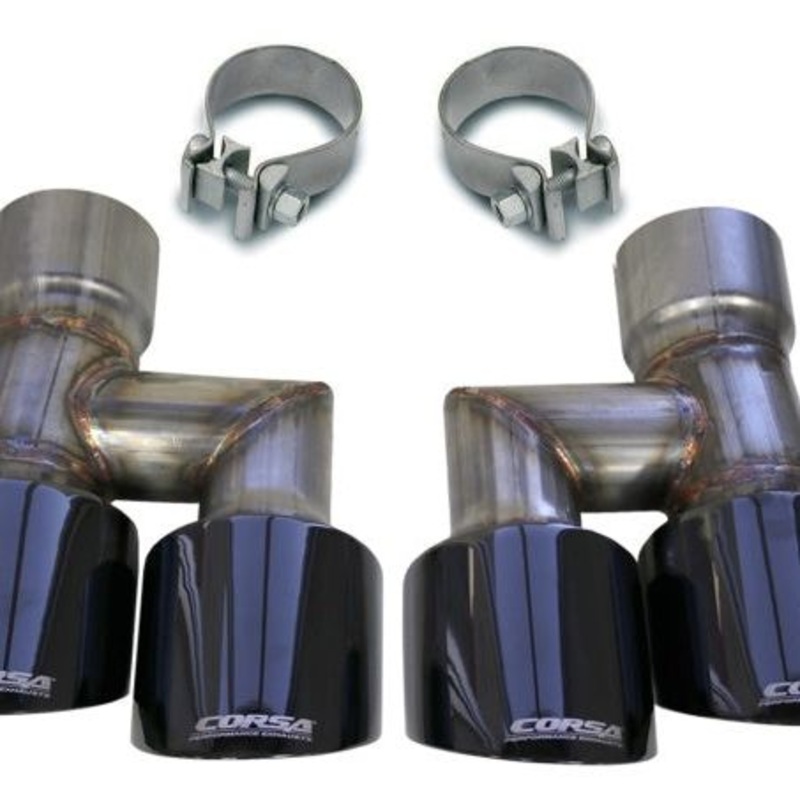 Corsa 2018-2023 Ford Mustang Eco 2.3L Twin 4in Black PVD Pro-Series Tip Kit (Clamps Included)