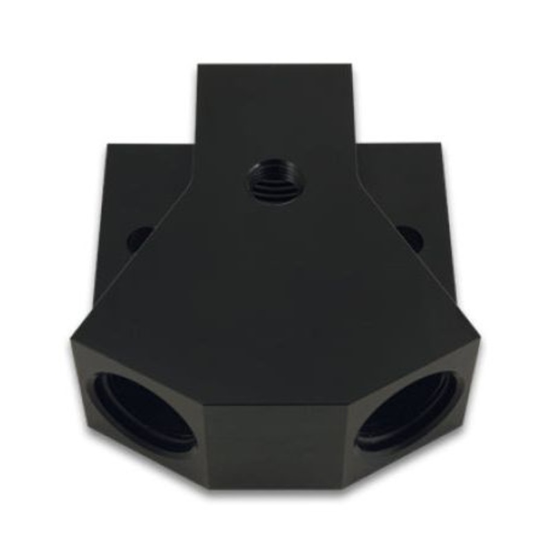 Vibrant Billet Aluminum Y-Block Fitting with 1/8in NPT Port -8AN x Dual -8AN ORB