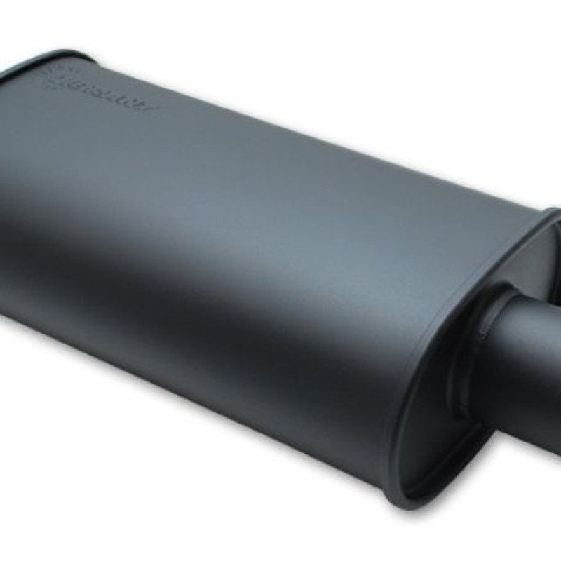 Vibrant StreetPower FLAT BLACK Oval Muffler with Single 3in Outlet - 3in inlet I.D.
