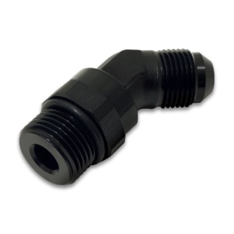 Vibrant -12AN Male to Male -12AN Straight Cut 45 Degree Adapter Fitting - Anodized Black