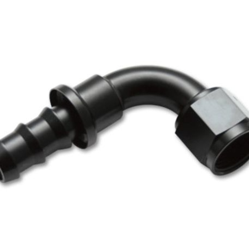 Vibrant -10AN Push-On 90 Deg Hose End Fitting - Aluminum