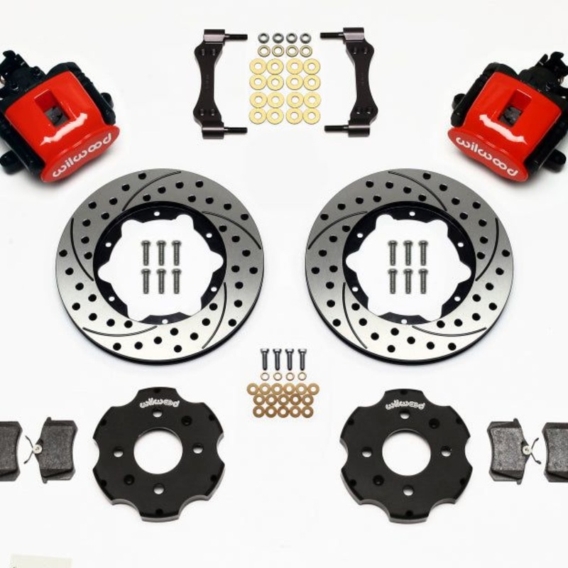Wilwood Combination Parking Brake Rear Kit 11.00in Drilled Red Civic / Integra Disc 2.39 Hub Offset