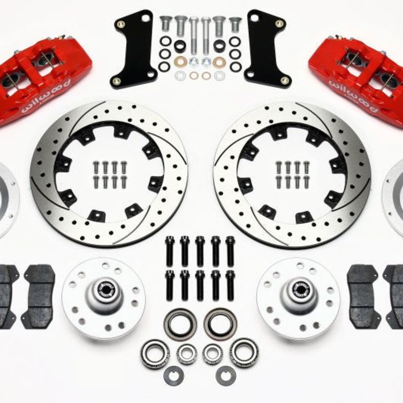 Wilwood Dynapro 6 Front Hub Kit 12.19in Drilled Red 67-69 Camaro (*Line Kit Needed*)
