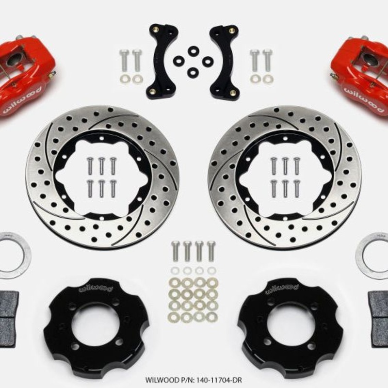 Wilwood Forged Dynalite Front Hat Kit 11.00in Drilled Red 95-05 Miata