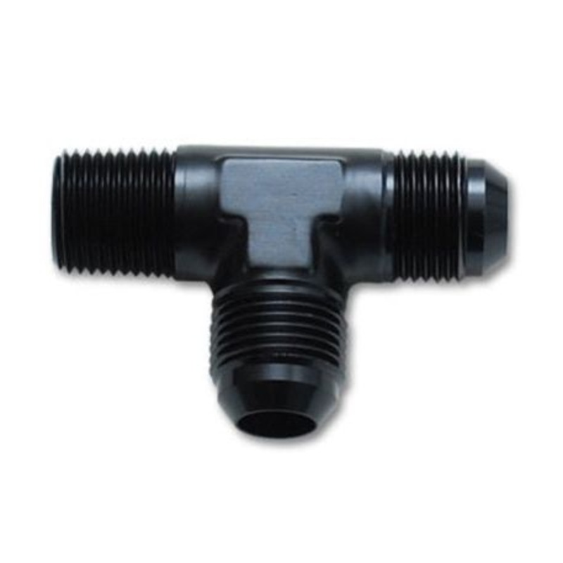Vibrant -3AN x 1/8in NPT Flare to Pipe On Run Tee Adapter Fitting - Aluminum