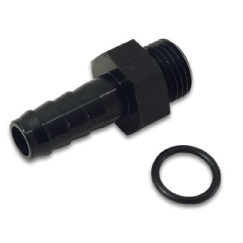 Vibrant Aluminum Male -8AN ORB to 3/8in Barb w/O-Ring - Anodized Black